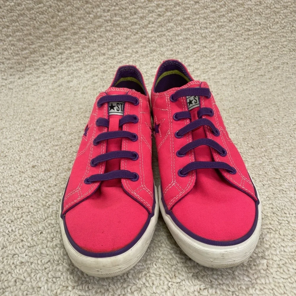 Converse One Star Sneakers Size 5 Juniors Hot Pink Purple Star Shoes Slip On - Picture 2 of 10